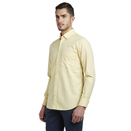 Image of COLOR PLUS Men's Solid Tailored Fit Shirt (CMSS26987-Y3 Medium Yellow