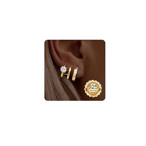 Créoles doubles en argent sterling 925 et zirconium pour hélice femme
