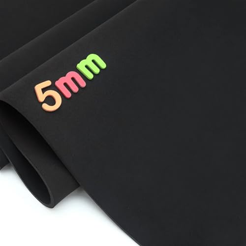 Neopren Wasserdichtes Gewebe Schwarz, 5 mm Dick, Nähstoff, Stretchstoff, Tauchstoff (Farbe: Schwarz, Größe: 45cm x 10cm)