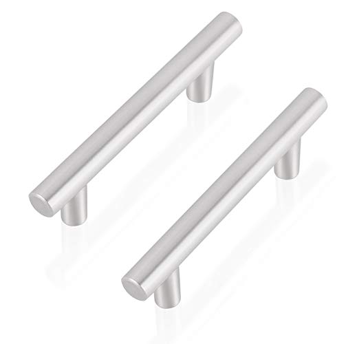Gobrico 50 Pack Brushed Nickel Cabinet Pulls, Euro Style T Bar Cabinet Handles, Satin Nickel Dresser Drawer Pulls - 3