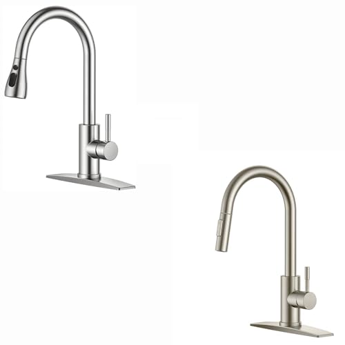 Robinet de cuisine design nickel brossé en laiton massif durable