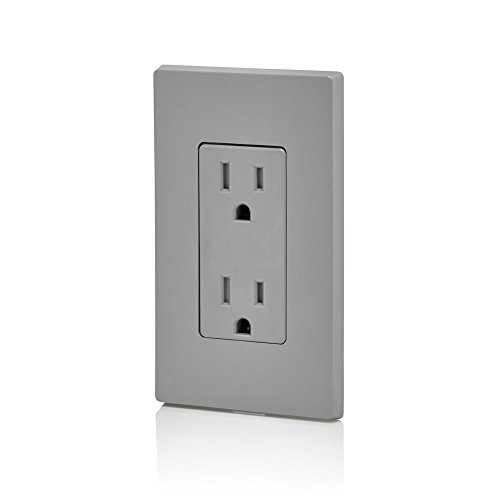 Leviton T5325-Gy 15 Amp 125 Volt, Tamper Resistant, Decora Duplex Receptacle, Straight Blade, Grounding, Gray #TOP3