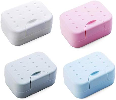 BangShou 4 Pack Soap Dishes with Lid, Travel Soap Holder, Easy Cleaning Soap Case for Bathroom, Shower and kitchen