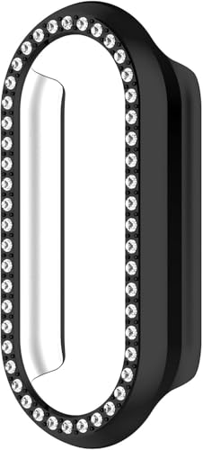 Bling H&uuml;lle f&uuml;r Xiaomi Smart Band 10 Cover, 3 Pack Hard PC Kristall Diamanten Strass Schutz Bumper Shell Smartwatch ohne Displayschutzfolie (Klar/Schwarz/Roségold)