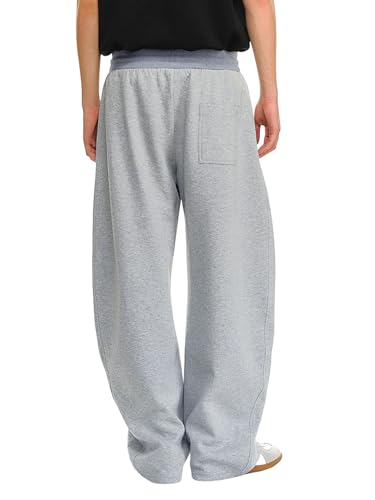 Image of Mens Baggy Sweatpants Wide Leg Casual Elastic Waist Drawstring Athletic Loose Jogger Fall Sweat Pants with Pockets