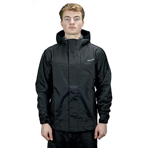 Men's Dark Rain Jacket - Black, Large