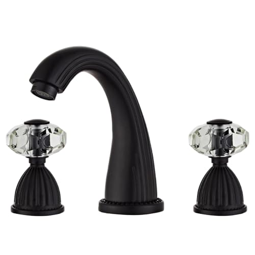 Black Bathroom Faucet Morden Three Holes Widespread 2 Crystal Handle Bathroom Sink Faucets Vintage Lavatory Vanity Faucet by LightInTheBox - Used condition - US$62.99
