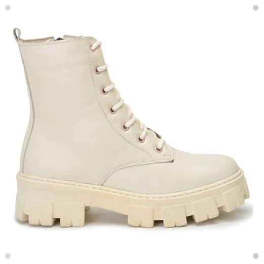 Coturno Casual Feminino Com Sola Tratorada Cano Medio (Marfim, BR, Adulto, Numérico, 34)