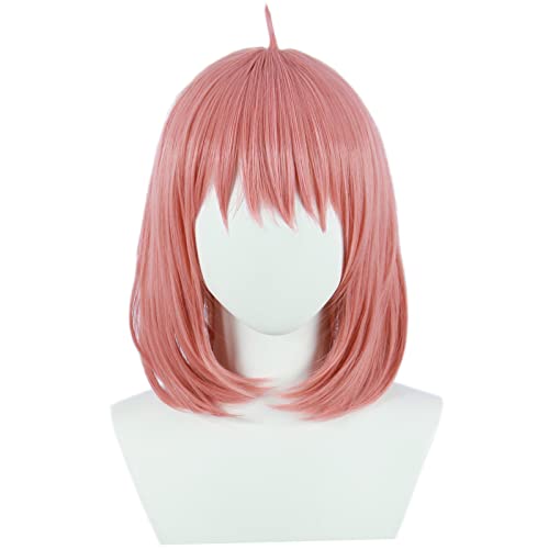 Linfairy Perruque courte rose Anya Forger Cosplay Accessoire de déguisement pour femme Cover