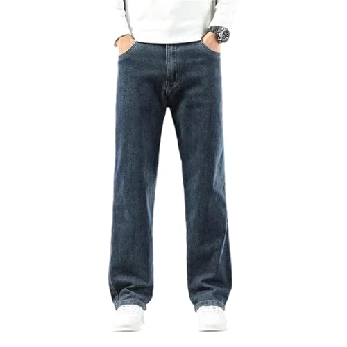 Men's Winter Jeans Loose Comfortable Straight Leg Wide Leg Business Casual Denim Pants Warm Trousers