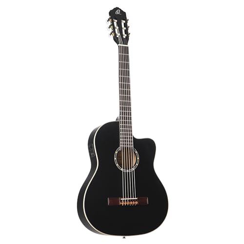 Ortega Guitars Guitare Classique Électro-Acoustique – 4/4, Slim Neck – Family Series – Housse Incluse – Épicéa / Acajou, Noir (RCE125SN-SBK)