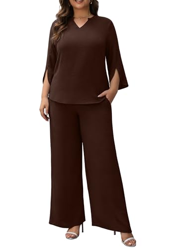 Auciccoo Pants Suits for Women Dressy Plus Size 2 Piece