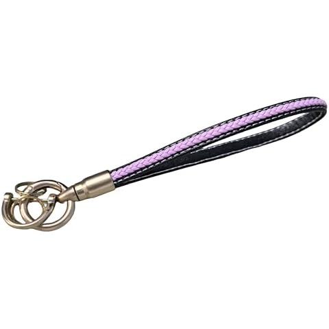 Hamdecro Microfiber Leather Wristlet Keychain, Wrist Lanyard Wristlet Keychain Universal Key Holder for Men and Women, Pink&Black Cover