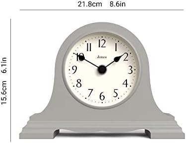 Jones Clocks® Speakeasy Mantel Clock - Traditional/Classic Design - Bedroom Clock - Living Room Clock - Office Clock - Mantel Clock - Desk Clock - Shelf Clock - Small Clock (Grey)