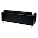 OSP Home Furnishings Pacific Sofa with Padded Box Spring Seats and Silver Finish Legs, Black Vinyl