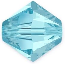 50pcs Authentic Preciosa 6mm Faceted Bicone Crystal Loose Beads Aquamarine Blue Compatible with Swarovski 5301/5328 for DIY Jewelry Making Pre-B610