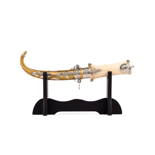 Treasures of Morocco Moroccan Dagger, Jambiya Handmade Black Handle Bone Knife Stainless Steel, Islamic Authentic Arabic