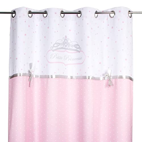 Atmosphera - Rideau Enfant Princesse Ruban - Rose et Blanc 140x260 cm
