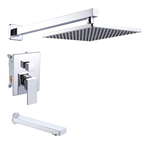 🔥 Crazy Deals KES Shower System with Tub Spout Rain Shower Head Tub Faucet Shower Faucet Set Polished Finish, XB6233-CH