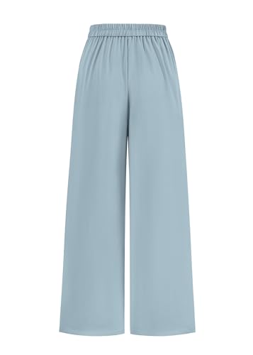 KIRUNDO Wide Leg Dress Pants for Women High Waisted Office Work Trousers Business Casual Slacks Button Flowy Palazzo Pant(Dusty Blue, X-Large) — view 4