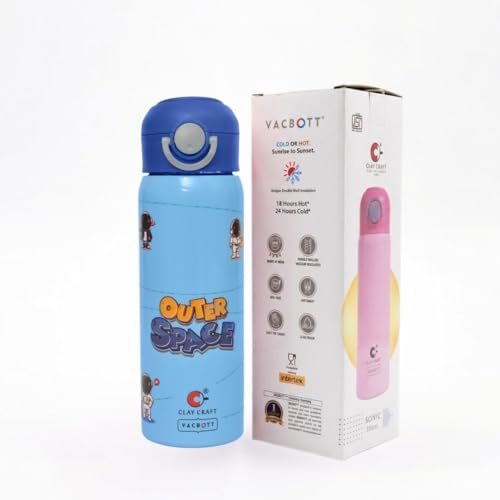 Image of Clay Craft Vacbott Sonic Double Wall Printed|18 Hours Hot and 24 Hour Cold Water Bottle Vacuum Insulated Flask Bottle|550ml, 1Pcs, Bottle for Home, Office|BPA-Free|BIS Certified|1Year Limited Warranty