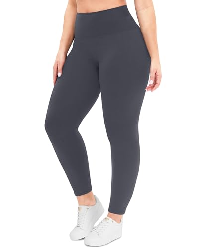 Image of Plus Size Leggings for Women - High Waisted Black Tummy Control Super Soft