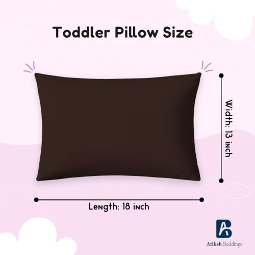 Image of Atiksh Beddings 13x18 Inch Zipper Closure Toddler Travel Pillow Cases Pack of 2 - 100% Soft Egyptian Cotton, 600 Thread Count, Small Travel Pillowcase Covers for Kids & Baby Pillows Chocolate