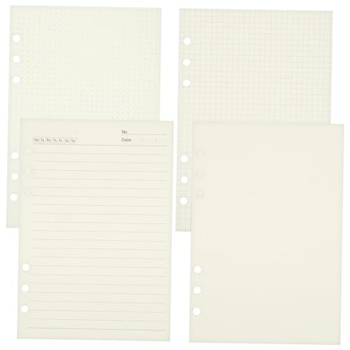 HOLIDYOYO 4個 ルーズリーフノート用紙冊 パンチ済み罫線入り用紙 書き心地滑らかでビジネスや日記になプランナーインサート