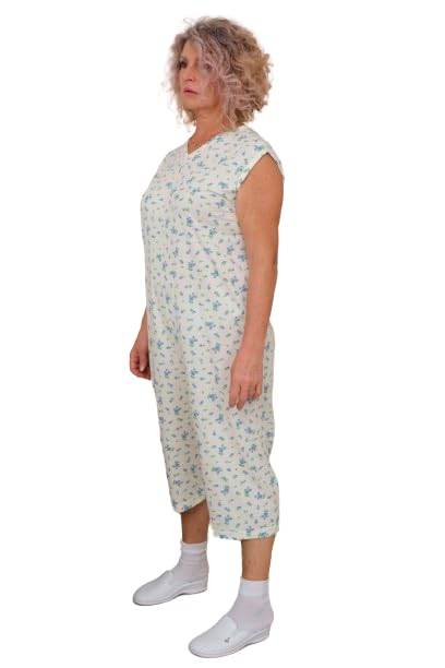 FERRUCCI COMFORT Sommer-Pyjama mit Reißverschluss am Rücken aus 100 % Baumwolle – 9012/7 – Damen und Herren – für ältere Menschen, Inkontinenz, Alzheimer