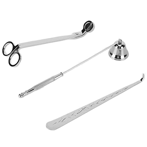 SIXRUN mèche de Bougie, Ensemble d'accessoires de Bougie en Acier Inoxydable avec éteignoir et Trempette pour l'entretien et la Maintenance des Bougies (Silver)