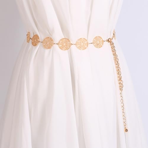 Stylish Chain Belt for Women Adjustable Waist Chain with Hollow Circle Design