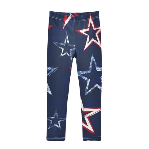 4th of July Stars Pattern Girls Leggings Stretchy Dance Pants for Kids