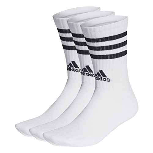 adidas Unisex 3 Stripes Crew Socken, White/Black, L / 43-45 EU