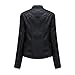 YYNUDA Lederjacke Damen Kurz Bikerjacke Reverskragen Motoradjacke Leder Jacke Übergangsjacke für Frühling Herbst（Schwarz 4XL）