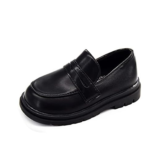 COSANKIM Sapato social infantil para meninos e meninas de couro sintético com cadarço e uniforme escolar para casamentos, C - preto, 20