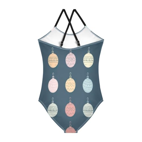 Pastel Christmas Lights Child Girl Swimsuit, Beach Apparel 3-10 Y with Adjustable Shoulder Strap, 3-10 Y2