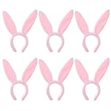 WILLBOND 6 Pcs Easter Bunny Ears Simulation Plush Rabbit Ear Soft Bunny Headband for Cosplay Party Halloween (Pink)