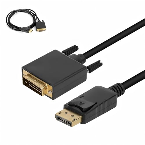 Générique Câble DisplayPort vers DVI 1,8 m, DP mâle Stecker auf DVI 24+1 mâle Stecker, 1080p Full HD, Vergoldete Kontakte kompatibel mit PC, Laptop,...