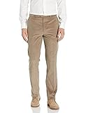 Bensol Men's Flat Front Slim Fit Baby Cord Dress Pant, tan, 30W X 34 L