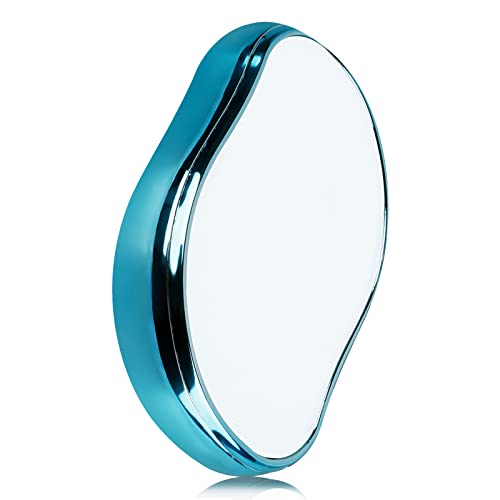 Crystal Hair Eraser, Crystal Hair Remover Painless Exfoliation, Hair Removal Tool for Arms Legs and Back, Portable mild hair remover, Reusable & Washable - Blue