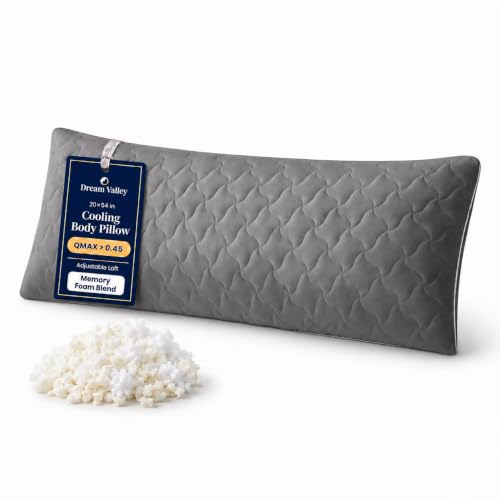 Dream Valley Cooling Body Pillow 20x54 - Adjustable Memory Foam Full Length Pillow for Side Sleepers & Pregnancy