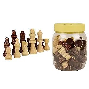 Trex ALL Wooden Chess Pieces Only For Wooden Chess Board, For Professional Players, Tournament Wooden Chess Coins With Jar For Chess Board (2.2 In) (B0CFTYZFBS) Amazon Price History, Amazon Price Tracker