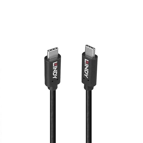 Lindy USB 3.2 Type-C Cable, 0.5m, 20Gbps Data Transfer, 100W Power Delivery, TPE Housing, Double Shielded, GRS Certified Recycled Material, Black