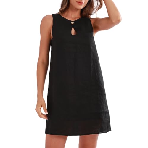 Robe débardeur trapèze en pur lin naturel au tombé impeccable