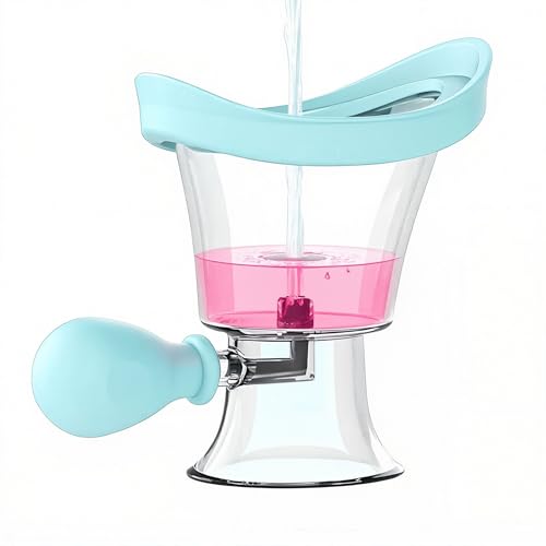 Eye Wash Cup Portable Eye Wash Bath Tool - Silicone Manual Air Pressure Eye Rinse Cup for Cleaning Dust & Makeup Irritants, Relieves Tired Eyes, Portable Reusable Eye Washer (Blue)