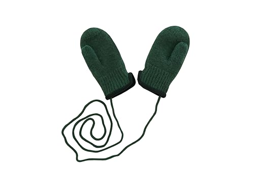 100% Virgin Wool Baby Toddler Kids (6 Months - 7 Years) Thumbed Mittens with String. OEKO-TEX® Standard 100