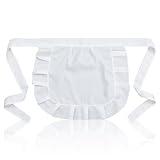Matwsec Schürze Weiß White Apron Kellnerschürze Taillenschürze für Küche Backen Restaurants Basteln Malen Cafés Und Rollenspiele Cosplay