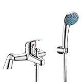 Veebath Bath Shower Mixer with Hose Pipe and Shower, Bathroom Tub Single Lever Mono Basin Shower Mixer, G3/4" Chrome Finished Taps, Shower Attachment for Bath Taps