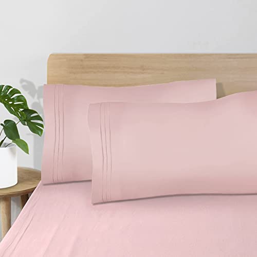 EaseHome Pink Queen Size Sheets Set - Deep Pocket to 18 inches Mattress 4 Piece - Premium Bedding Sheets & Pillowcases Collection - Extra Soft