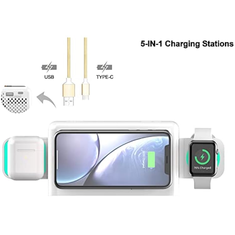 Emerson Smartset Dual Alarm Clock FM Radio with Wireless Charging, Bluetooth Speaker, Ultra Fast Charging for Airpods/iPhone, Foldable Stand, USB Charger, Adjustable LED Glow, ER100501